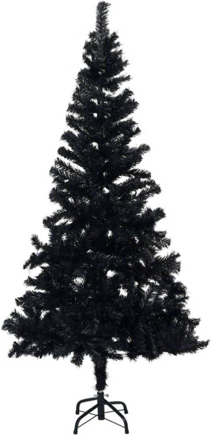 The Living Store Zwarte Kunstkerstboom 150 cm Met LED-verlichting USB-aansluiting