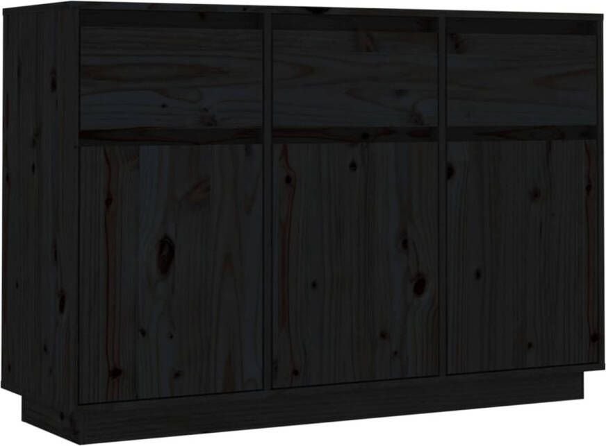 The Living Store Zwevend Dressoir Zwart 110 x 34 x 75 cm Massief Grenenhout