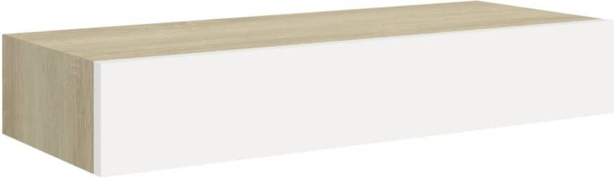 The Living Store zwevend wandplankje 60x23.5x10 cm MDF metaal eiken wit