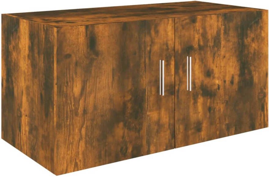 The Living Store Zwevende Hangkast Gerookt Eiken 80 x 39 x 40 cm Met 2 deuren