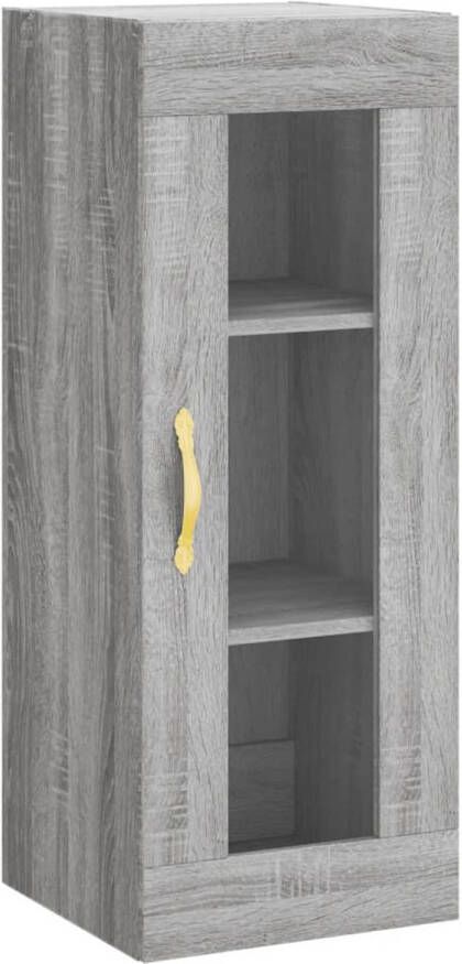 The Living Store Zwevende Hangkast Grijs Sonoma Eiken 34.5 x 34 x 90 cm Bewerkt hout en glas