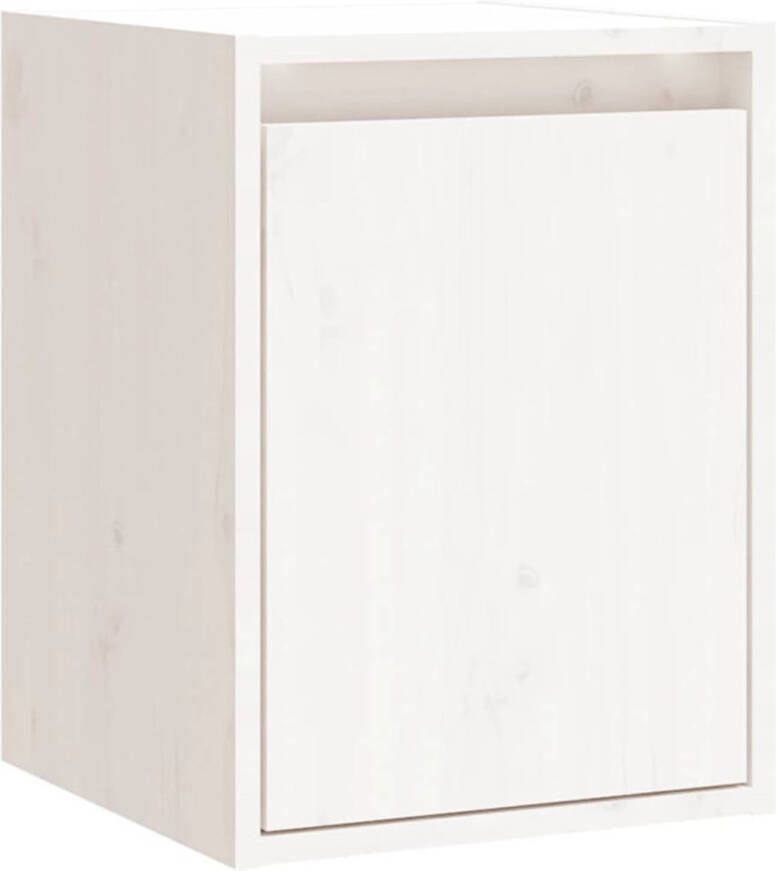 The Living Store Zwevende Kast Massief Grenenhout 30x30x40 cm Wit