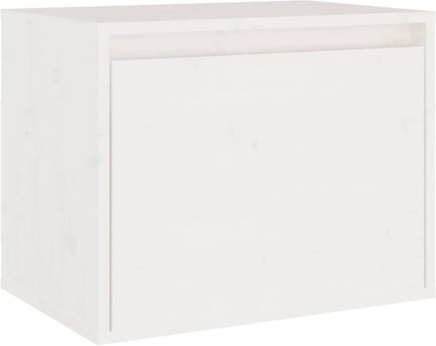 The Living Store Zwevende Kast Wit 45x30x35 cm Massief Grenenhout