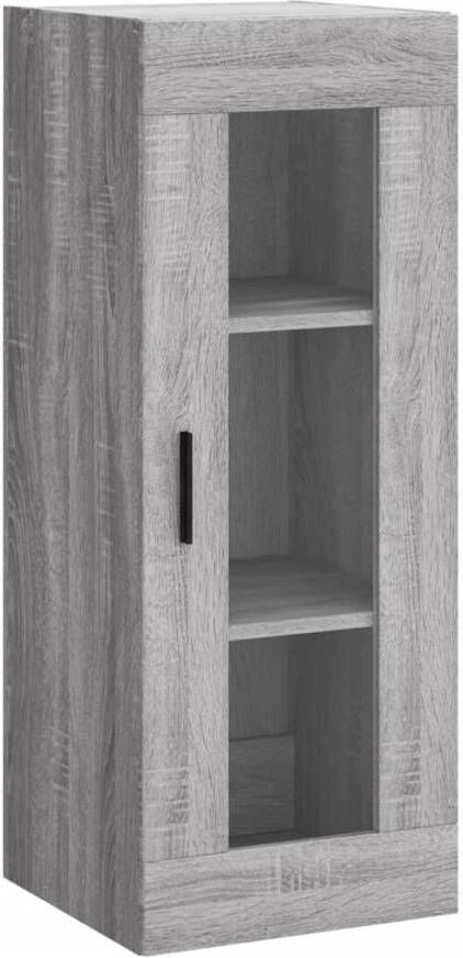 The Living Store Zwevende Opbergkast Wandgemonteerd Kast 34.5x34x90 cm Grijs Sonoma Eiken