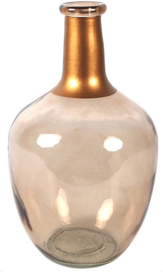 Countryfield Bloemenvaas Firm Big Bottle beige transparant koper glas D18 x H30 cm Vazen