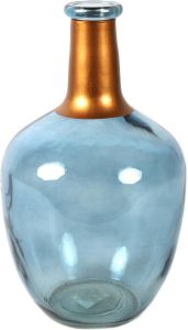TOM vaas Babet 18 x 18 x 30 cm glas blauw koper
