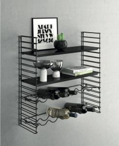 Tomado Wandrek 70x21x68cm Incl. 2 wijnrekken voor 12 flessen Zwart