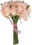 Merkloos Luxe boeket kunstbloemen roze rozen 20 cm Bruidsboeketten Kunstbloemen - Thumbnail 2