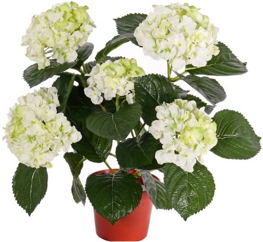 Merkloos Kunstplant hortensia plant wit groen 36 cm Kunstplanten nepplanten Kunstplanten