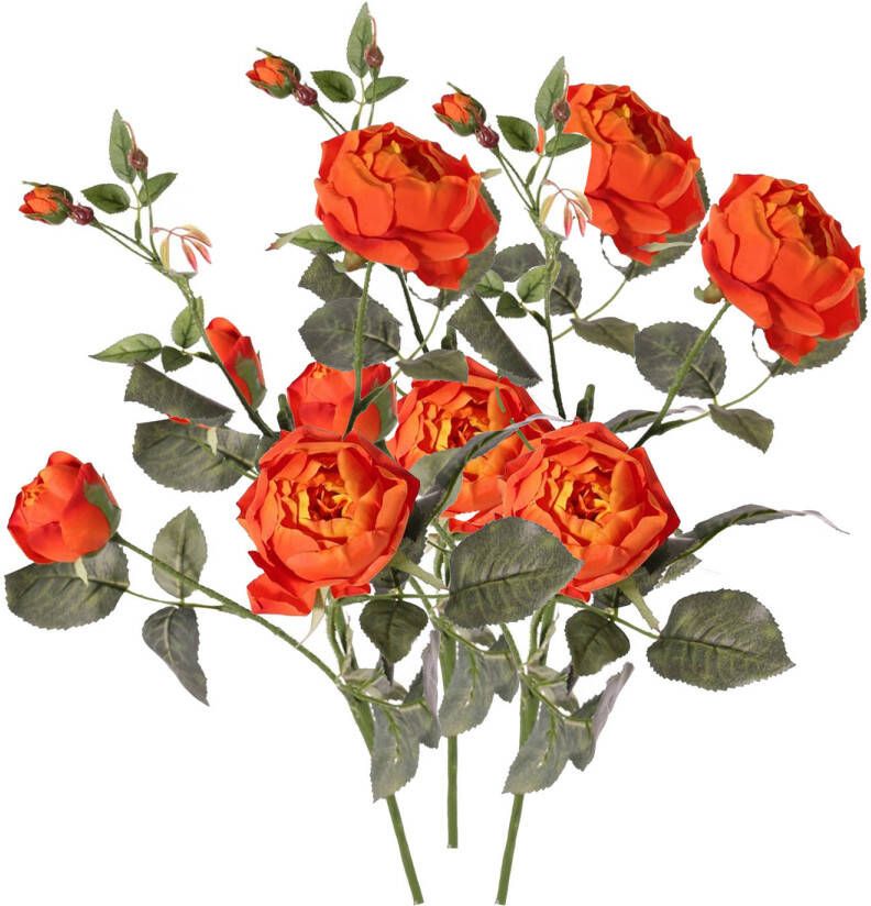 Top Art Kunstbloem roos Ariana 3x oranje 73 cm kunststof steel decoratie bloemen Kunstbloemen