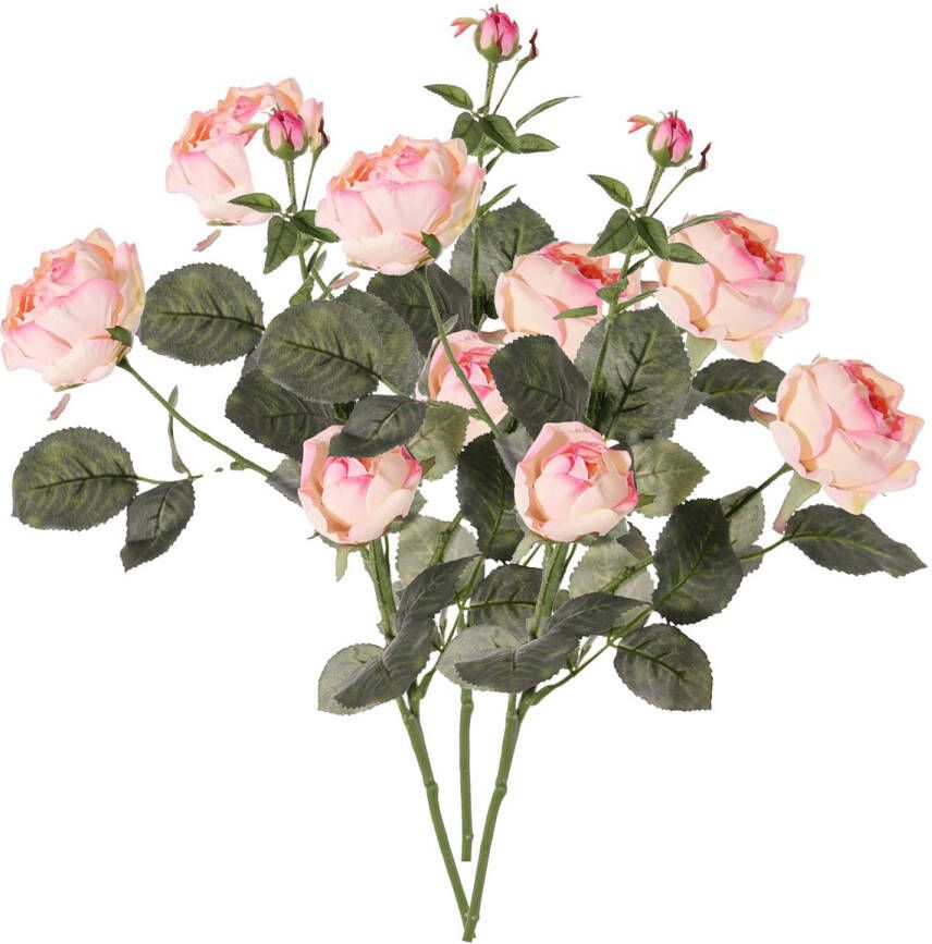 Top Art Kunstbloem roos Ariana 3x roze 73 cm plastic steel decoratie bloemen Kunstbloemen