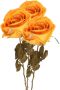Top Art Kunstbloem roos Calista 3x perzik oranje 66 cm kunststof steel decoratie bloemen Kunstbloemen - Thumbnail 2