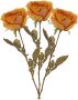 Top Art Kunstbloem roos Calista 3x perzik oranje 66 cm kunststof steel decoratie bloemen Kunstbloemen - Thumbnail 1