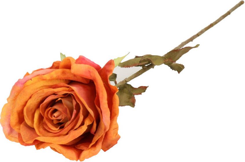 Top Art Kunstbloem roos Calista oranje 66 cm kunststof steel decoratie bloemen Kunstbloemen