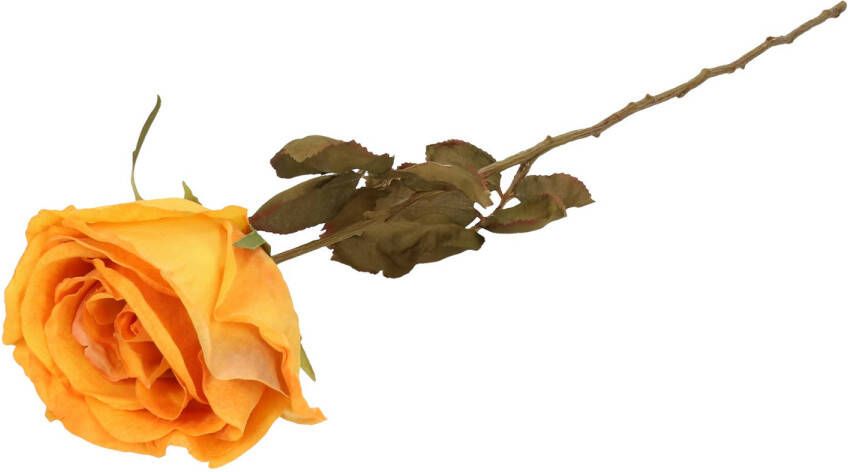 Top Art Kunstbloem roos Calista perzik oranje 66 cm kunststof steel decoratie bloemen Kunstbloemen