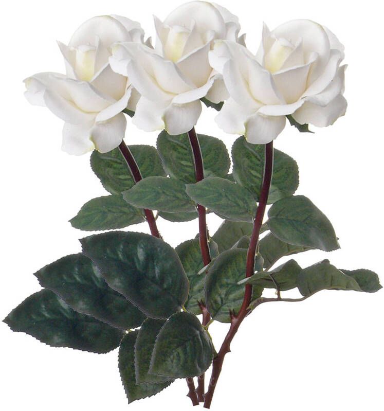 Top Art Kunstbloem roos Caroline 3x wit 70 cm zijde kunststof steel decoratie bloemen Kunstbloemen