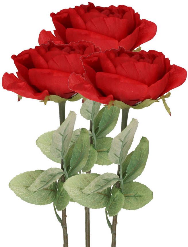 Top Art Kunstbloem roos Diana 3x rood 36 cm kunststof steel decoratie bloemen Kunstbloemen