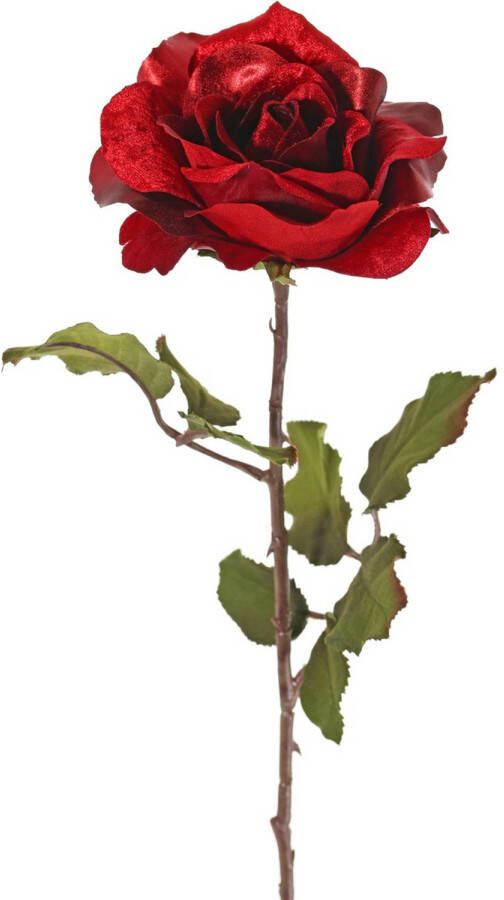 Top Art Kunstbloem roos Glamour rood satijn 61 cm kunststof steel decoratie bloemen Kunstbloemen