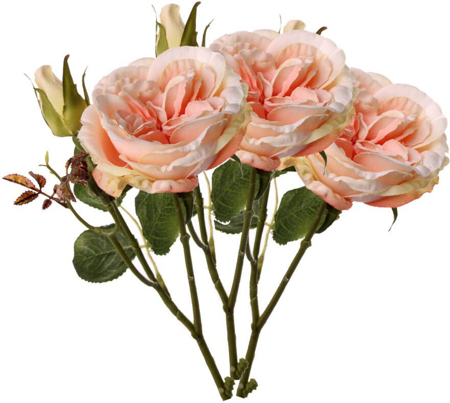 Top Art Kunstbloem roos Little Joy 3x roze 38 cm kunststof steel decoratie bloemen Kunstbloemen