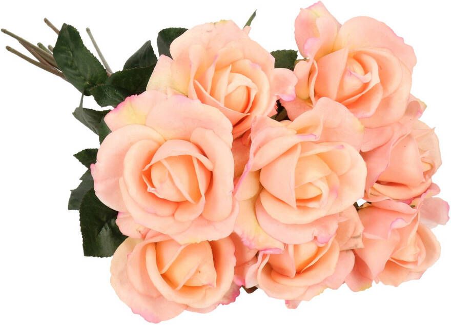 Top Art Kunstbloemen boeket roos Caroline 10x roze 70 cm zijde decoratie bloemen Kunstbloemen