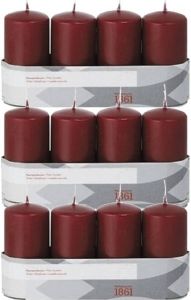 Trend Candles 12x Bordeauxrode cilinderkaarsen stompkaarsen 5 x 10 cm Stompkaarsen