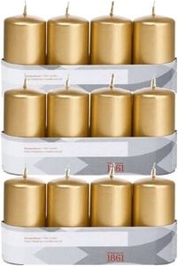 Trend Candles 12x Gouden Cilinderkaarsen stompkaarsen 5 X 10 Cm Stompkaarsen