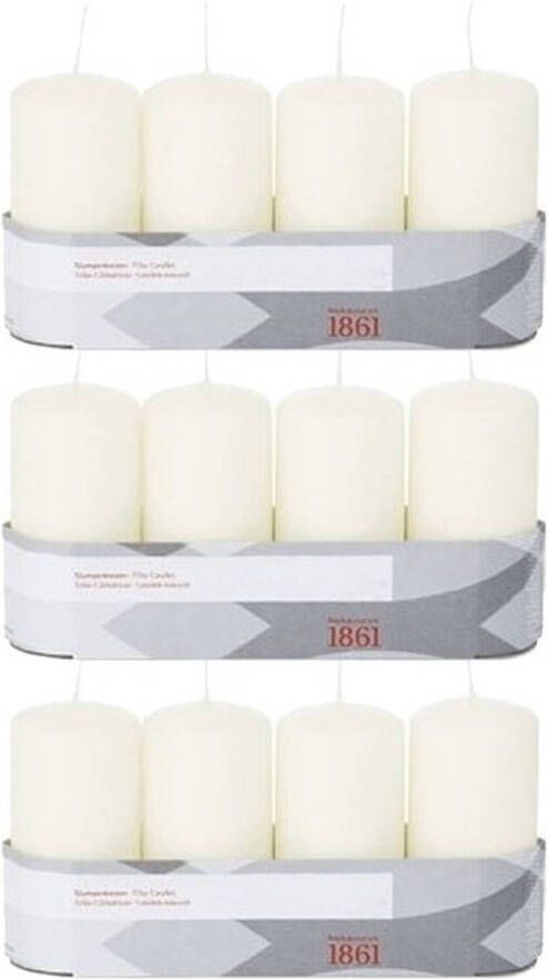 Trend Candles 12x Kaarsen ivoorwit 5 x 10 cm 18 branduren sfeerkaarsen Stompkaarsen