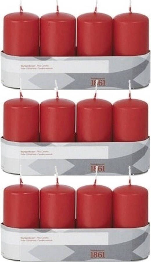 Trend Candles 12x Rode cilinderkaarsen stompkaarsen 5 x 10 cm 18 branduren Stompkaarsen