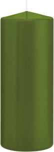 Trend Candles 1x Olijfgroene cilinderkaarsen stompkaarsen 8 x 20 cm 119 branduren Geurloze kaarsen olijf groen Stompkaarsen
