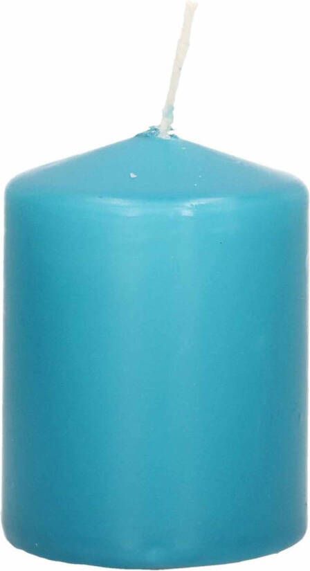 Trend Candles 1x Turquoise blauwe cilinderkaarsen stompkaarsen 6 x 8 cm 21 branduren Stompkaarsen