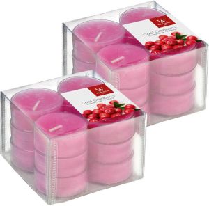 Trend Candles 24x Geurtheelichtjes Cranberry roze 4 Branduren Geurkaarsen
