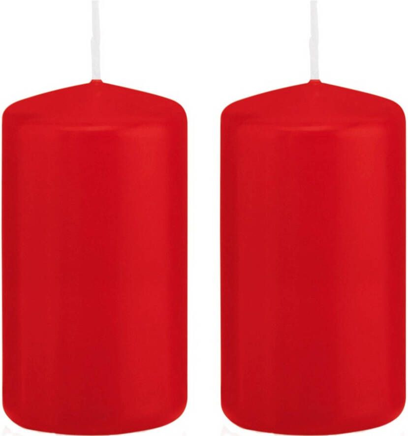 Trend Candles 2x Rode cilinderkaarsen stompkaarsen 6 x 12 cm 40 branduren Stompkaarsen