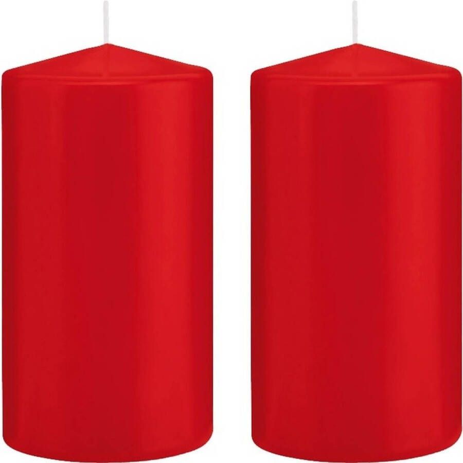 Trend Candles 2x Rode cilinderkaarsen stompkaarsen 8 x 15 cm 69 branduren Geurloze kaarsen Woondecoraties Stompkaarsen