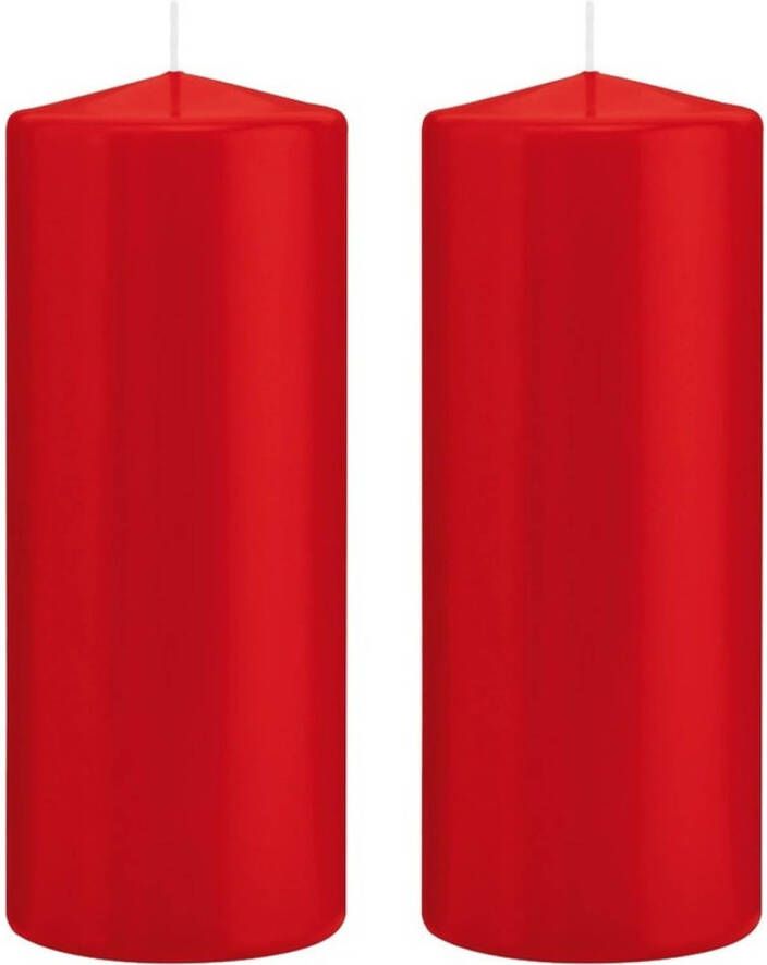 Trend Candles 2x Rode cilinderkaarsen stompkaarsen 8 x 20 cm 119 branduren Geurloze kaarsen Woondecoraties Stompkaarsen