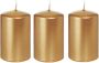 Trend Candles 3x Gouden cilinderkaars stompkaars 5 x 8 cm 18 branduren Geurloze goud-kleurige kaarsen Stompkaarsen - Thumbnail 1