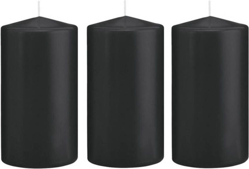 Trend Candles 3x Kaarsen zwart 8 x 15 cm 69 branduren sfeerkaarsen Stompkaarsen