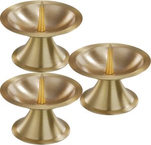 Trend Candles 3x Luxe Metalen Kaarsenhouders Goud Voor Stompkaarsen Van 5-6 Cm Kaars Kandelaars