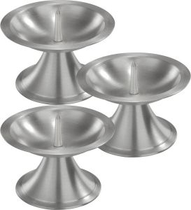 Trend Candles 3x Luxe Metalen Kaarsenhouders Zilver Voor Stompkaarsen Van 7-8 Cm Kaars Kandelaars