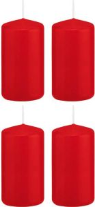 Trend Candles 4x Rode cilinderkaarsen stompkaarsen 6 x 12 cm 40 branduren Stompkaarsen