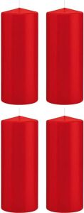 Trend Candles 4x Rode cilinderkaarsen stompkaarsen 8 x 20 cm 119 branduren Stompkaarsen