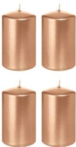 Trend Candles 4x Rosegouden Cilinderkaarsen stompkaarsen 5 X 8 Cm 18 Branduren Stompkaarsen