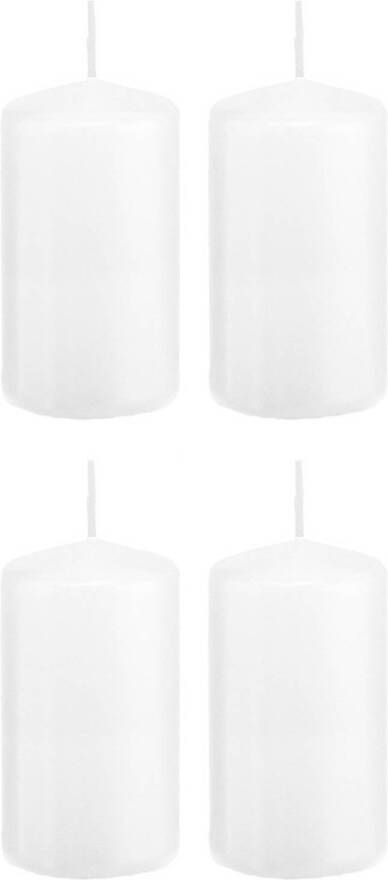 Trend Candles 4x stuks luxe Stompkaars Cilinderkaars 6x12 cm 40 branduur Ivoor wit Stompkaarsen