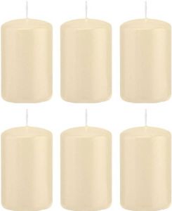 Trend Candles 6x Cremewitte Cilinderkaarsen stompkaarsen 5 X 8 Cm 18 Branduren Stompkaarsen