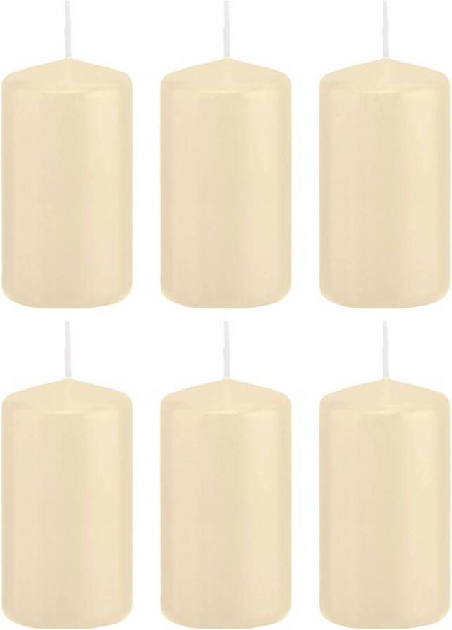 Trend Candles 6x Cremewitte cilinderkaarsen stompkaarsen 6x12 cm 40 branduren Stompkaarsen