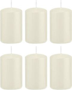 Trend Candles 6x Ivoorwitte Cilinderkaars stompkaars 5 X 8 Cm 18 Branduren Stompkaarsen