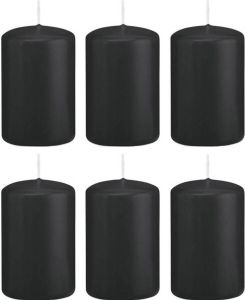 Trend Candles 6x Zwarte Cilinderkaarsen stompkaarsen 5 X 8 Cm 18 Branduren Stompkaarsen