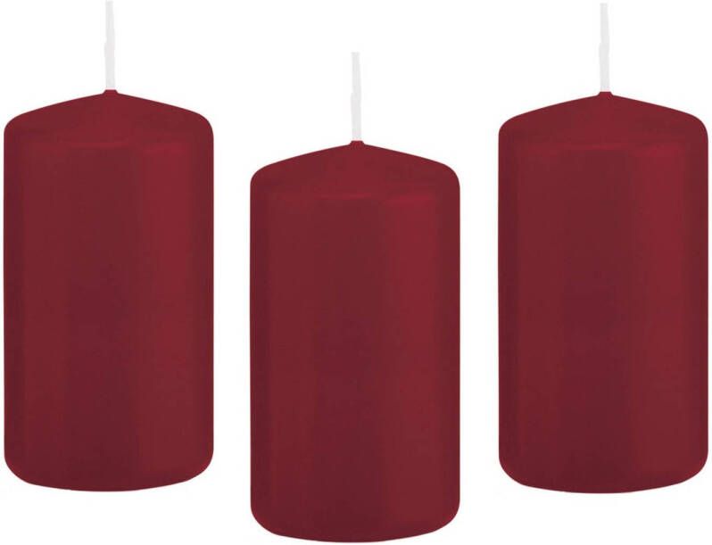 Trend Candles 8x Bordeauxrode cilinderkaars stompkaars 6 x 12 cm 40 branduren Stompkaarsen