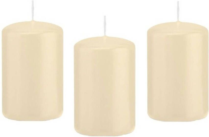 Trend Candles 8x Cremewitte cilinderkaars stompkaars 5 x 8 cm 18 branduren Geurloze kaarsen Stompkaarsen