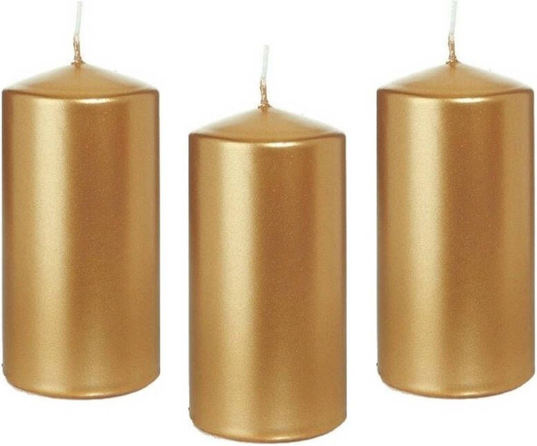Trend Candles 8x Gouden cilinderkaars stompkaars 6 x 12 cm 40 branduren Geurloze goudkleurige kaarsen Woondecoraties Stompkaarsen