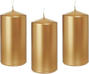 Trend Candles 8x Gouden cilinderkaars stompkaars 6 x 12 cm 40 branduren Geurloze goudkleurige kaarsen Woondecoraties Stompkaarsen